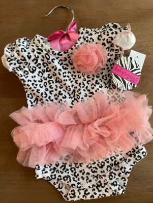 Babyrageous Baby Girl Newborn 100% Cotton White Animal Prt. Tutu Romper NWT Rare