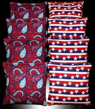 Patriotic AMERICAN STARS Blue Red Cornhole Bean Bags ACA Regulation Quality