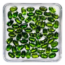 Natural Chrome Diopside 30 Pcs 5x3mm Oval Cut Vivid Green Loose Gemstones Lot