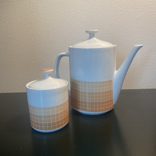 Bralcor MCM VTG PITCHER And Sugar Canister Tan 7” Made In Brazil Vintage Tea - Picture 2 of 18