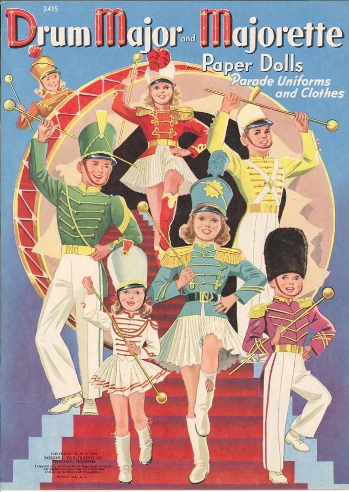 VINTGE UNCUT 1940S DRUM MAJOR PAPER DOLLS ~HD LASER REPRODUCTION~LO PRICE~HI Q