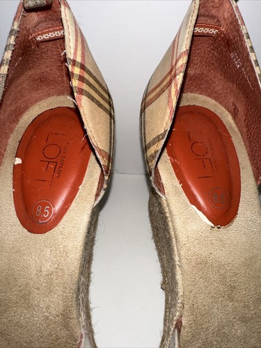 Ann Taylor LOFT Womens Plaid Wedge Sandals Shoes Sz 9.5 - Picture 8 of 11