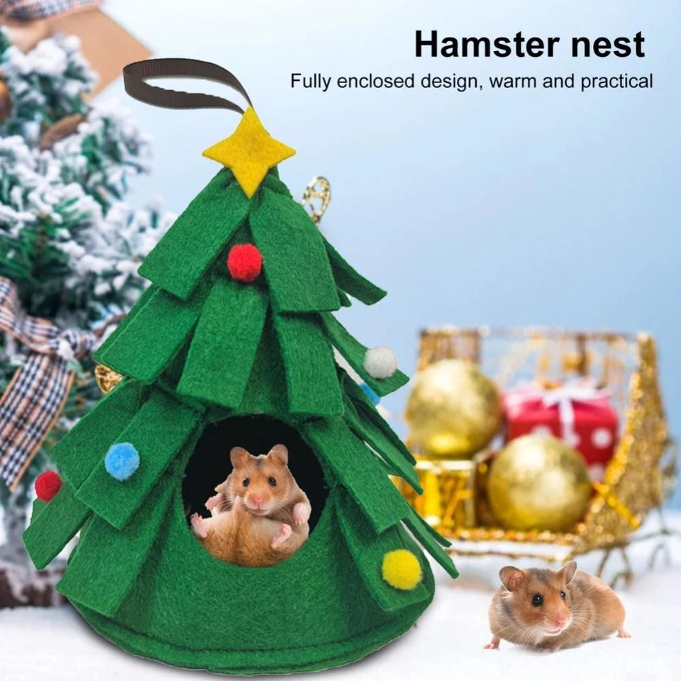 Soft Christmas Tree Guinea Pig Cozy Hideout Hamster House Cave Bed Pet Tent