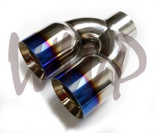 2pc - Universal Stainless Weld-on 4 Dual Tip 3 Inlet X 9 Length Burnt Tip