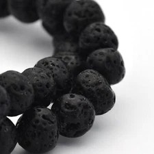 Natural Lava Black Round Bead Strands 8 mm