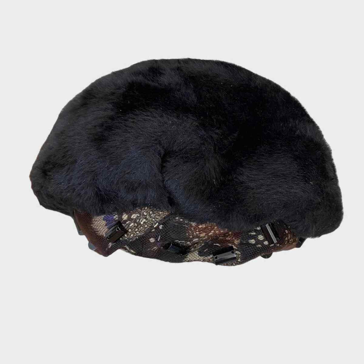 Christian Dior Vintage 1960s Black Fur Hat Beaded Feather Christian Dior Vintage 1960s Black Fur Hat Beaded Feather