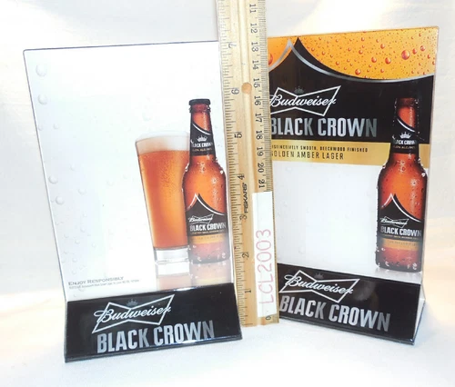 Vintage 2013 BUDWEISER 7” Black Crow Table Beer Drink Menu Display Sign Frame