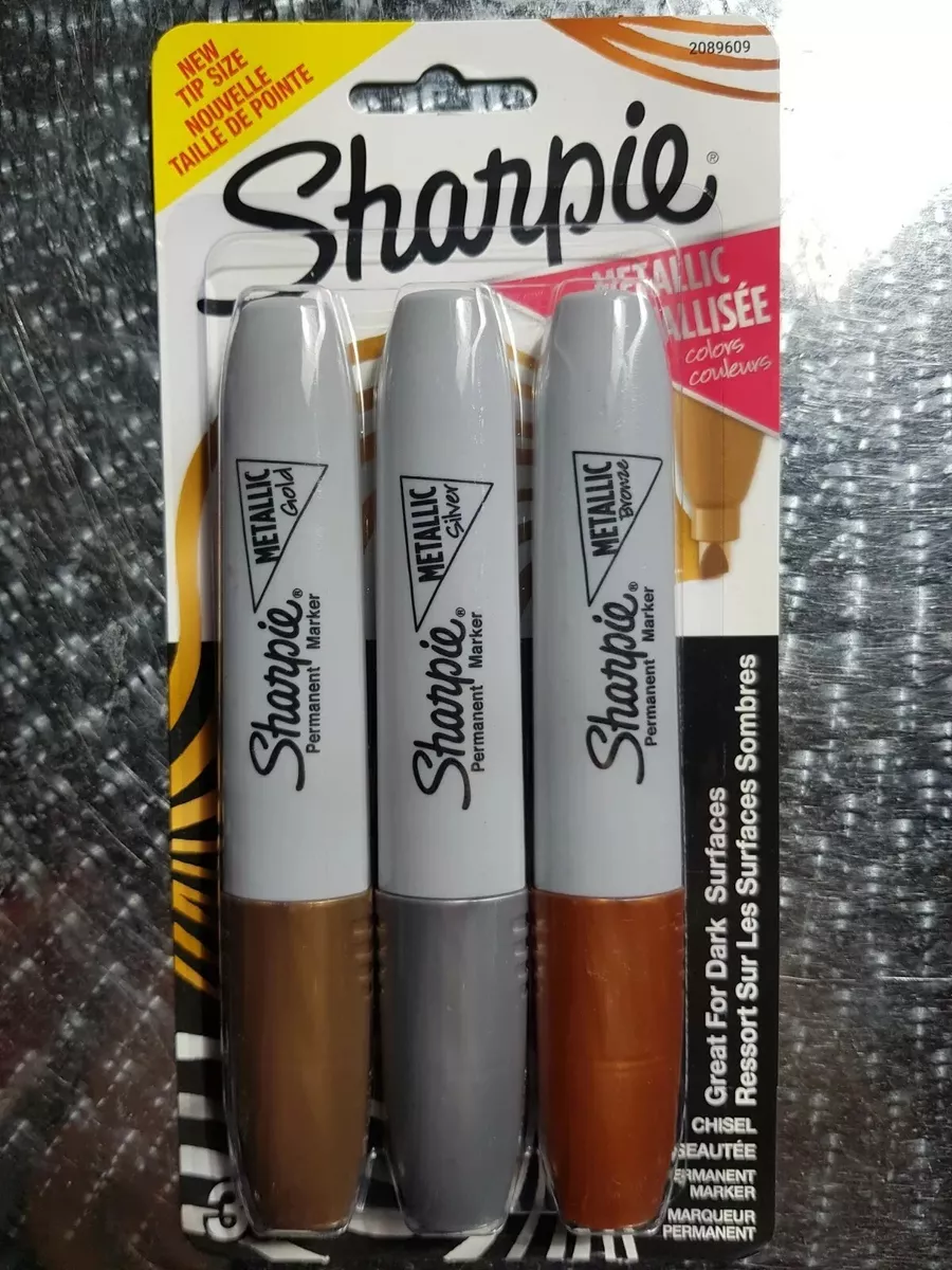 SALE 3 XL JUMBO Metallic Sharpie Permanent Marker Pen Gold Silver Bronze  Chisel