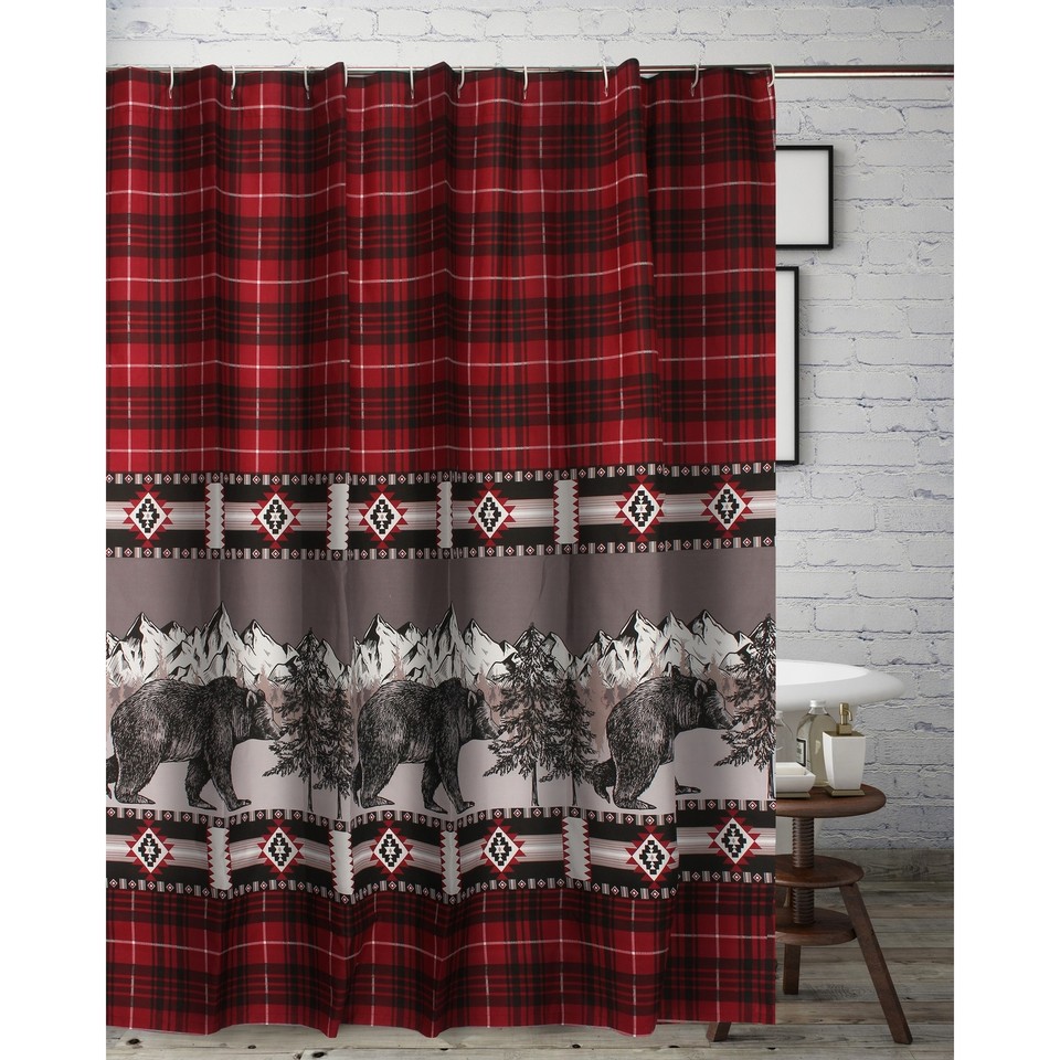 Greenland Home Fashions Timberline Bath & Shower Curtain Red 72 x 72 eBay