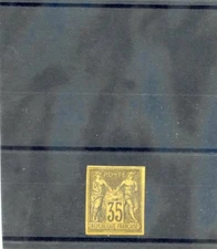  FR COLONIES Sc 36(YT 45)*VF LH 1878 35c VIOLET BLACK/YELLOW $150