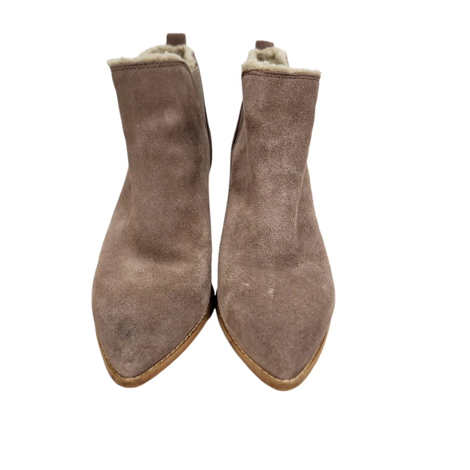 LIENDO Seychelles Botas Mujer 8.5 Taupe Gamuza Botín Piel de Oveja Zapato Cabina Foto 2 de 4