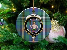 Wood Defend Crest Scottish Tartan Ceramic Ornament
