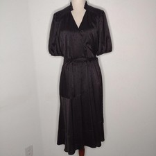 NWT Draper James Women's Black/Short Sleeve Hi-Low Midi Wrap Dress Size Large