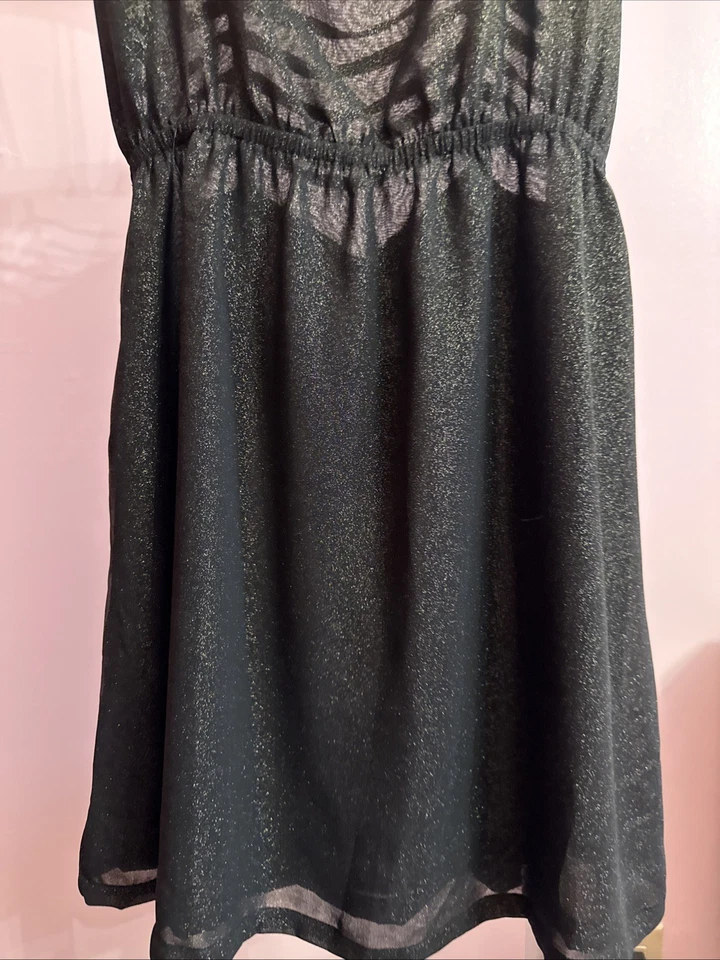 NUEVO con Etiqueta LF Stores Negro Dorado Brillo Jaula Espalda Vestido Para Mujer’s S Foto 2 de 4