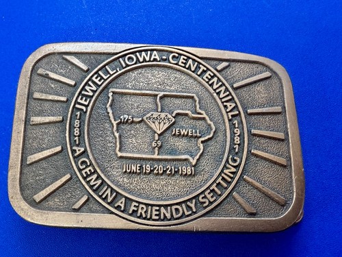 Fibbia per cintura Jewell Iowa Centennial una gemma in un ambiente amichevole marrone HITLINE USA - Foto 2 di 14