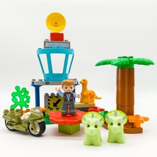 LEGO DUPLO Jurassic World with 3 Baby Dinos and Owen on Motorcycle Nerdycustom Set