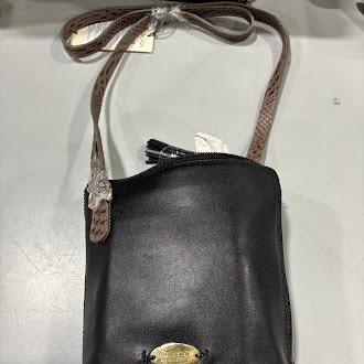 ISLE LOCADA ОТ HIDESIGN - ЖЕНСКАЯ ДОРОЖНАЯ КОЖА - ЧЕРНЫЙ/КОРИЧНЕВЫЙ РЕМЕШОК В ЧЕРНЫЙ ГОРОШЕК