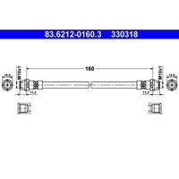 1X Bremsschlauch Ate 83.6212-0160.3 Passend FüR Vag