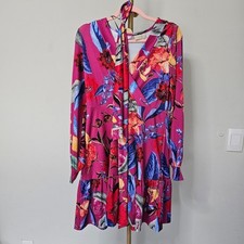 Bodyflirt Womens Floral Plunge V Neck Ruffle Trim Knee Length Dress Size S