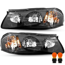 Headlight Assembly 2000-2005 Chevy Impala Pair Black Housing Amber Reflector