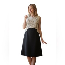 Lauren Ralph Lauren Black White Wedding Guest Cocktail Dress 6
