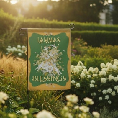 Lammas Blessings Garden Flag 10x15 Summer Floral Green Polyester Outdoor Decor