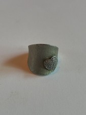 Two Tone Sterling Florentine Concaved Diamond Heart Ring
