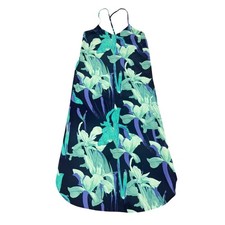 Ann Taylor LOFT Floral Iris Midi Dress Navy Teal Mint Small Sleeveless Strappy