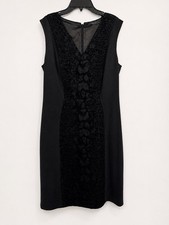 Tahari Black Jacquard Sheath Dress Moody Minimalist Career Chic Size 6