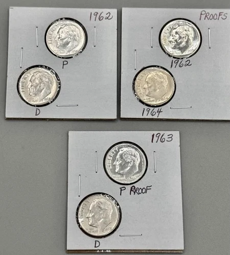 (6) Roosevelt Dimes, Some Proof Coins in Set