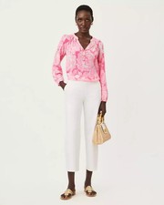 NWT Lilly Pulitzer Bailey Capri Pants Palm Beach Fit White Stretch Trousers Size
