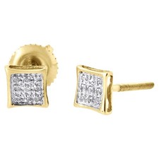 10K Yellow Gold Round Diamond Pave Set Mini Kite Stud Earrings 0.05 Ct.