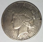 1934 S Peace Dollar $1 90% Silver Business Strike US Coin Circulated Uncertified