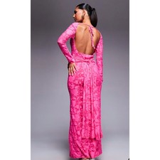 ASOS Pink Long Sleeve Open Back Dress Medium