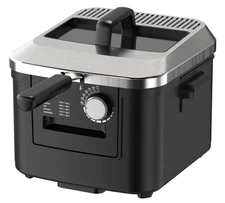 4L Electric Deep Fryer, Matte Black, Stainless Lid, 1800W