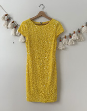 Alice & Olivia Sequin Yellow Aline Mini Dress Party Elegant Glam Wedding 4