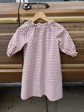 Vintage 1970s Handmade Red And Blue Floral Print Prairie Dress 4T