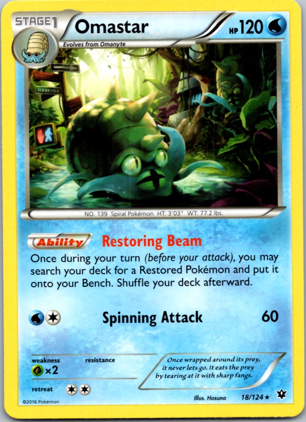 Omastar 18/124 Rare Fates Collide Pokemon Near Mint