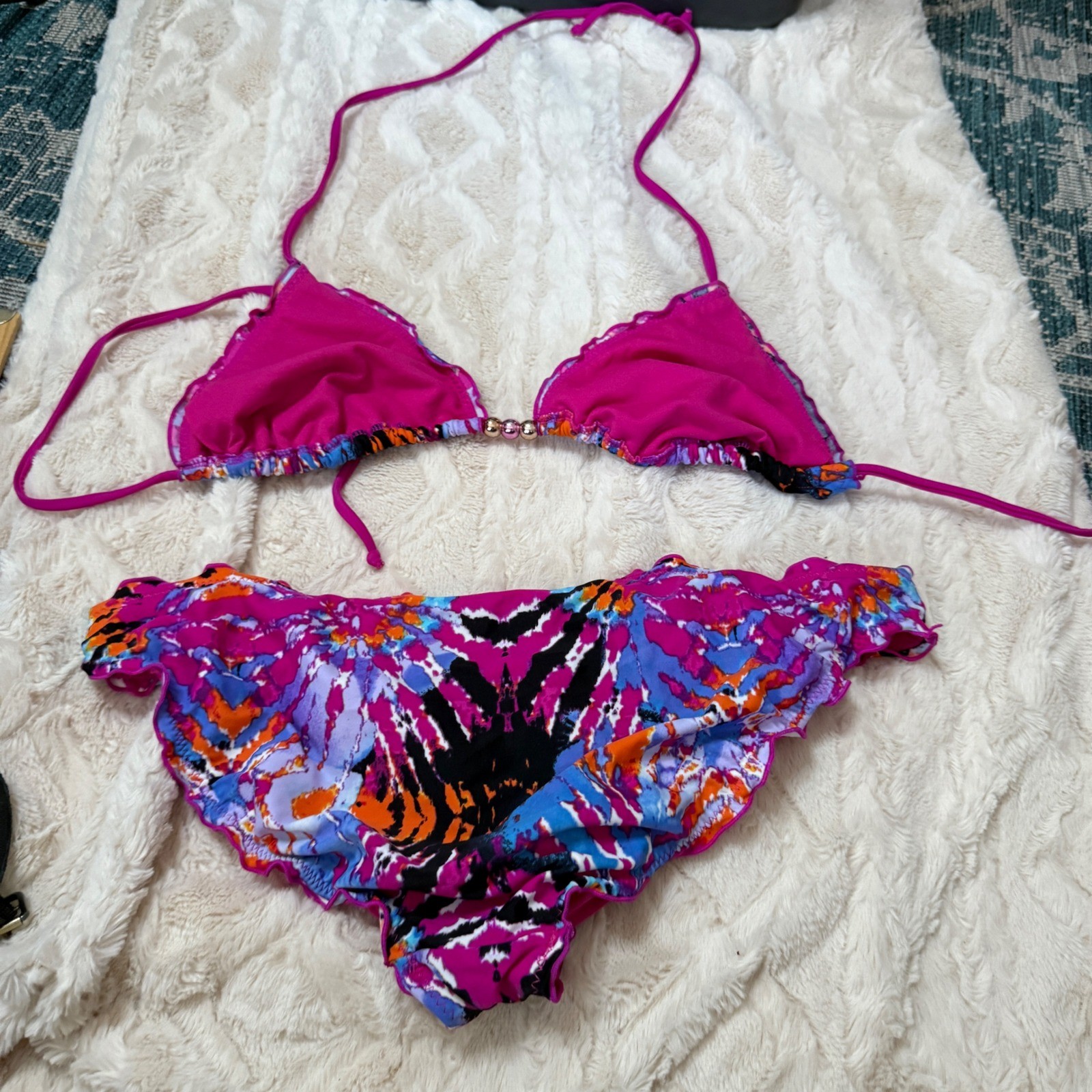 Womens Ruffled Triangle String Bikini Swimsuit Pi… - image 6