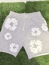Grey denim tear shorts