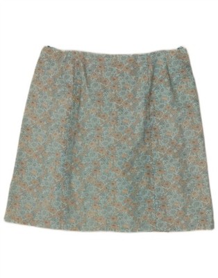 Vintage Damen Minirock W30 mittelgrün geblümt DQ02