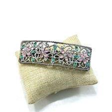 Vintage Pink and Green Floral Filigree Barrette