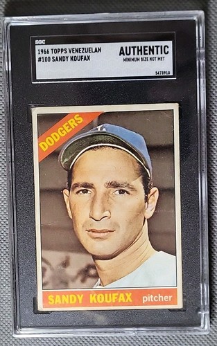 SANDY KOUFAX 1966 Venezuelan Topps #100 Rarity Dodgers SGC Sharp Minimum Size - Picture 1 of 2
