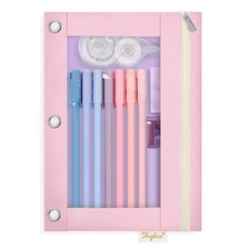 SKYDUE 3 Ring Pencil Pouch Case for Binder, Zipper Pencil Pouches for Girls