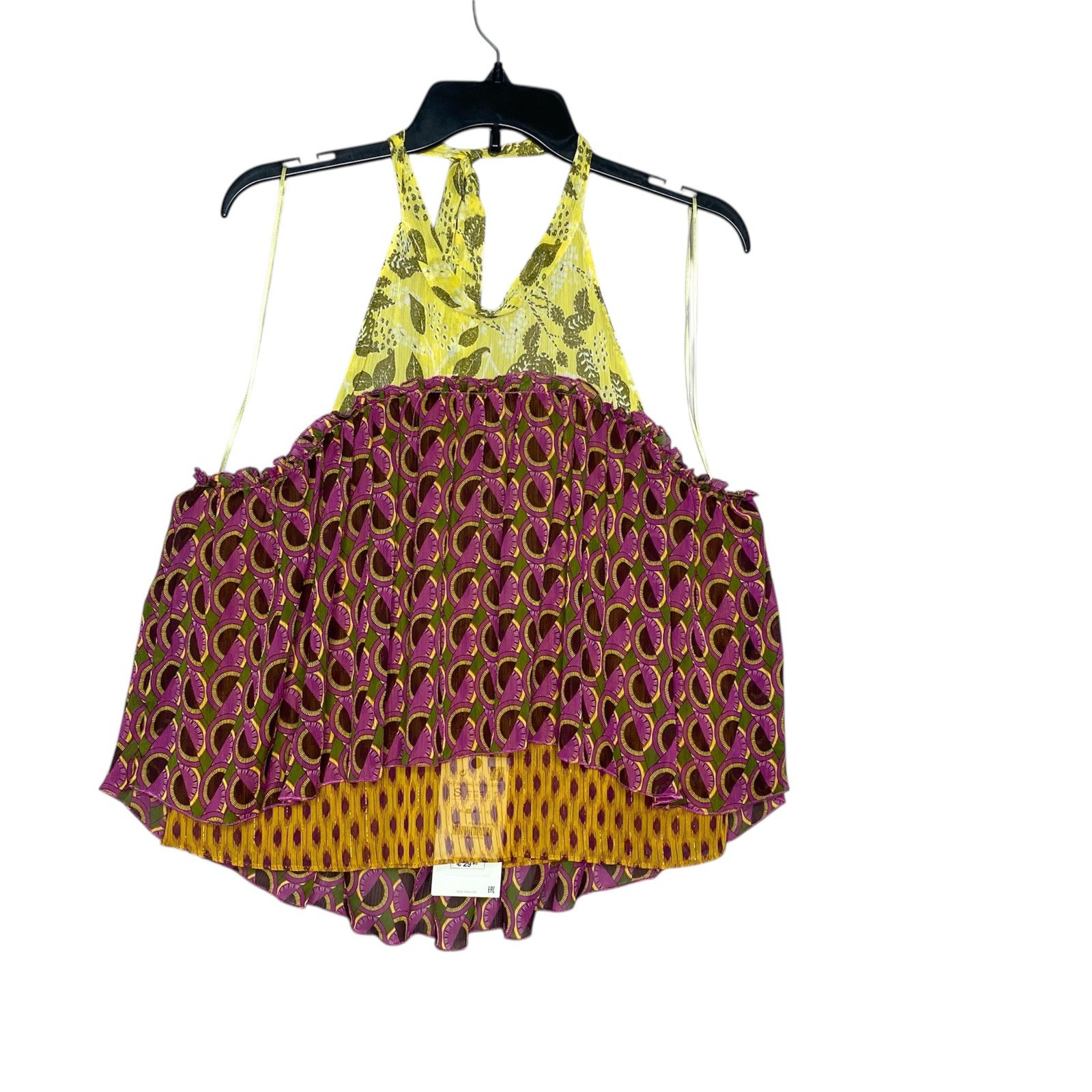 Zara halter peplum boho hippie Festival multicolor Metallic Blouse Women’s Sz S