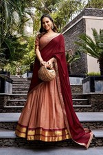 Family Function Kanchi Cotton Lehenga Choli Zari Weaving Georgette Dupatta Set
