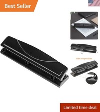 3 Hole Punch, 10 Sheet Capacity, Black, Easy-Clean Tray