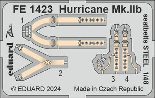 Eduard FE1423 1/48 Hurricane Mk.IIb Seatbelts STEEL for ARMA HOBBY