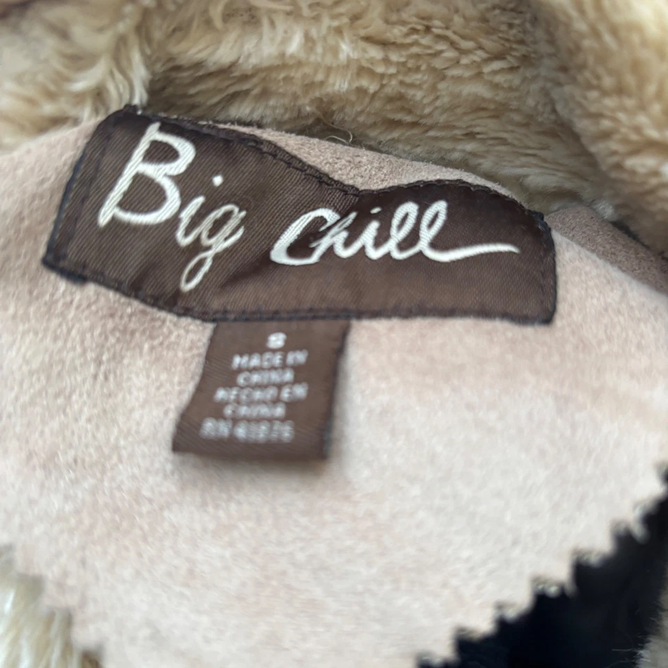 Maxi Abrigo Big Chill Para Mujer Tostado Imitación Gamuza Forrado Sherpa Talla S Penny Lane Boho 70 Foto 3 de 4