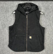 Carhartt Relaxed Fit Washed Duck Insulated Hooded Vest Black Size M 104026